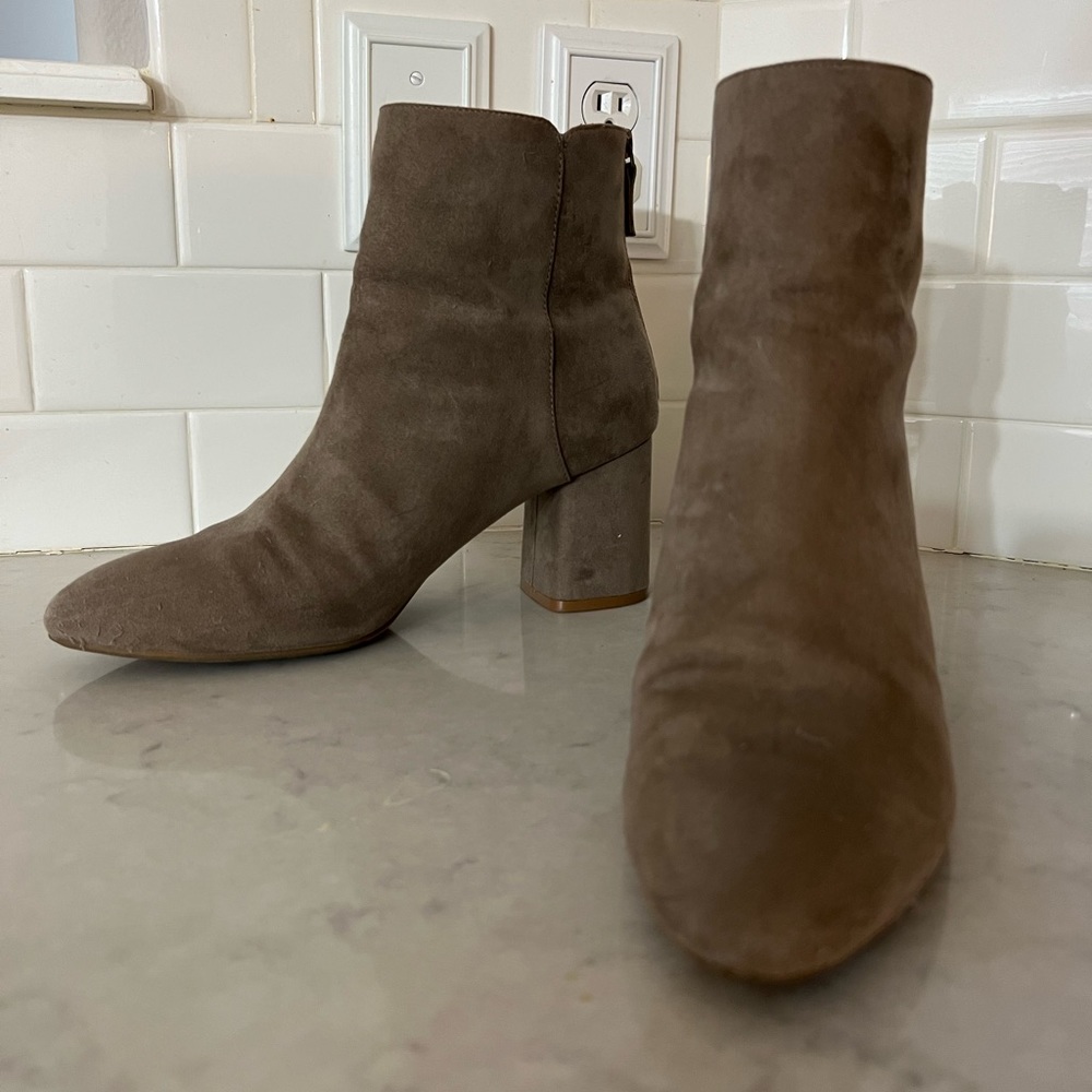 old Navy Suede Booties Size 11 - Gray/Cool tone beige